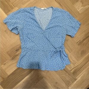 Elodie Blue Wrap Top